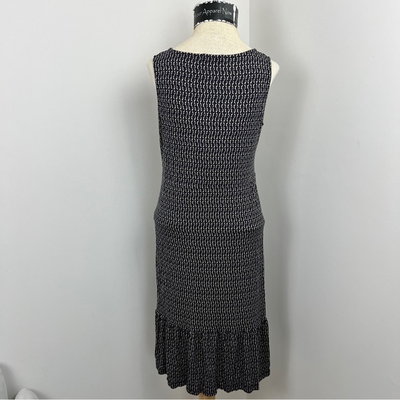FRAGILE Antwerp Navy Diamond Pattern Faux Front Wrap Dress Dress Size L (318) - Picture 7 of 9